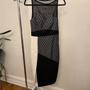 Topshop Black and White Asymmetrical Dress